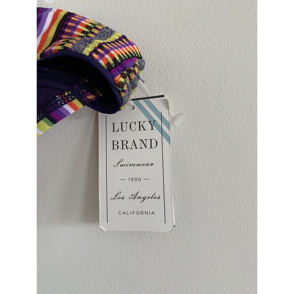 Lucky Brand MULTI Boho Hipster Bikini Swim Bottom Rainbow Striped NWT Large - Picture 3 of 5